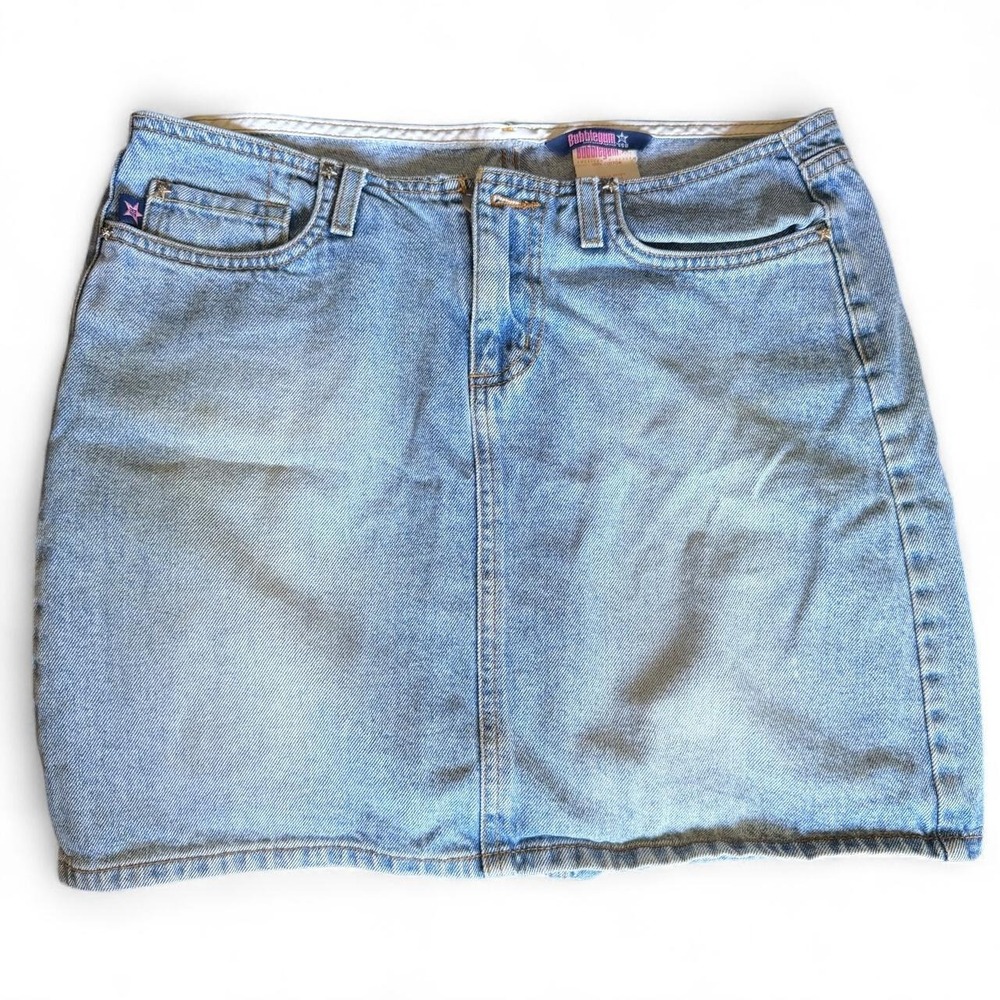 Bubblegum Vintage Y2K Light Wash Denim Mini Skirt Star Details 5518-20TES 7/8